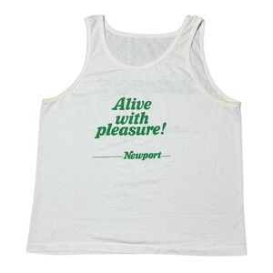 Vintage 80s Newport Cigarette Alive With Pleasure Smoking Promo Graphic Tank Top